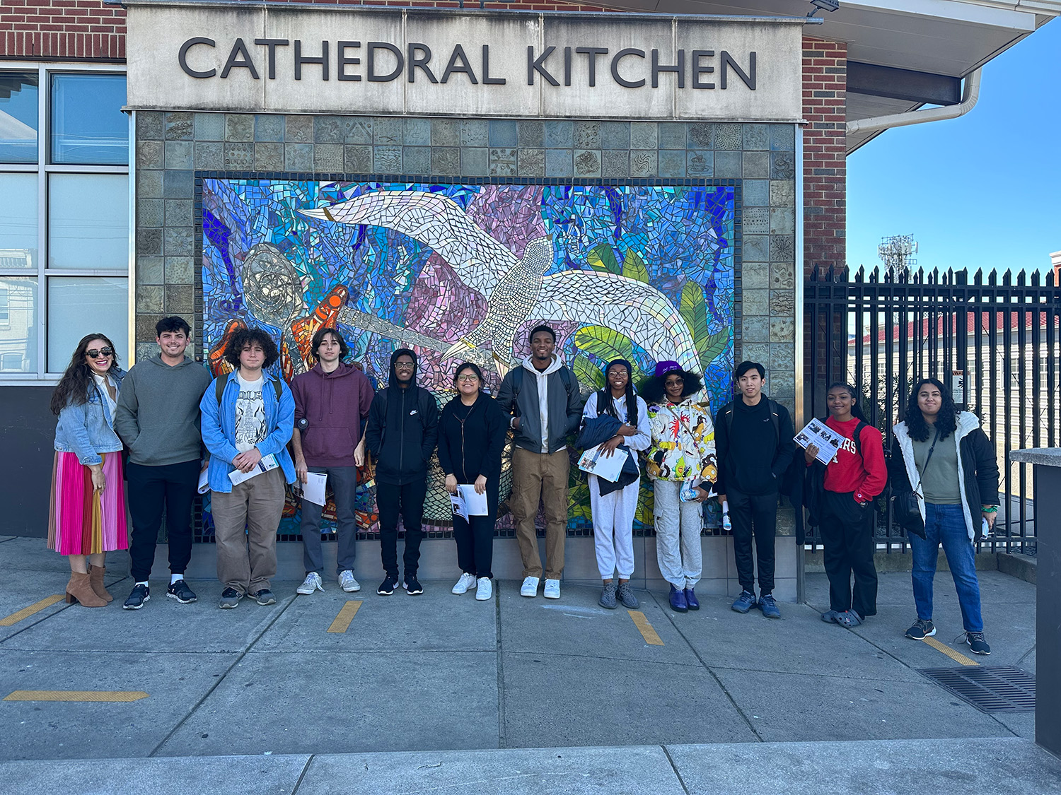 Dr Rossi and Students in front of Cathedral Kitchen
